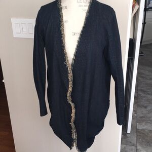 PRAIRIE UNDERGROUND EUC ORGANIC COTTON NAVY STRUCTURED RUCHED SIDES JACKET